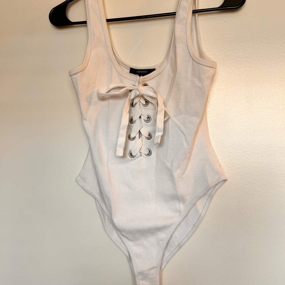 White Lace-Up Kids One Piece